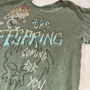 The Offspring Coming For You Distressed Band Tee Shirt Faded Green Large